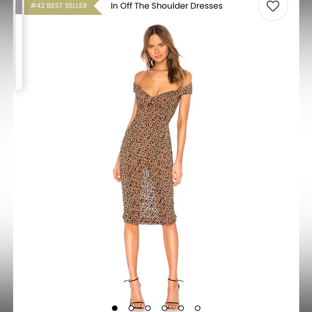 MAJORELLE Tabitha Midi Dress in Tan Leopard S - Picture 3 of 17
